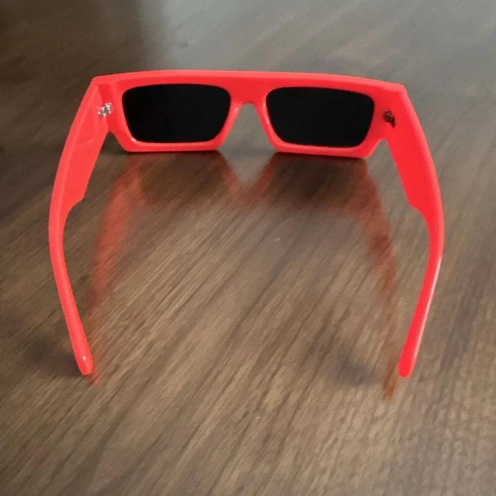 Louis Yapour  Rectangle Sunglasses Orange Plastic Frame/Black Tinted Lenses